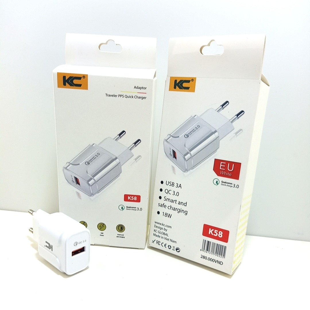 CỦ SẠC KC K55 - sạc nhanh 5V-2A- Full Box Bảo Hành 12 Tháng