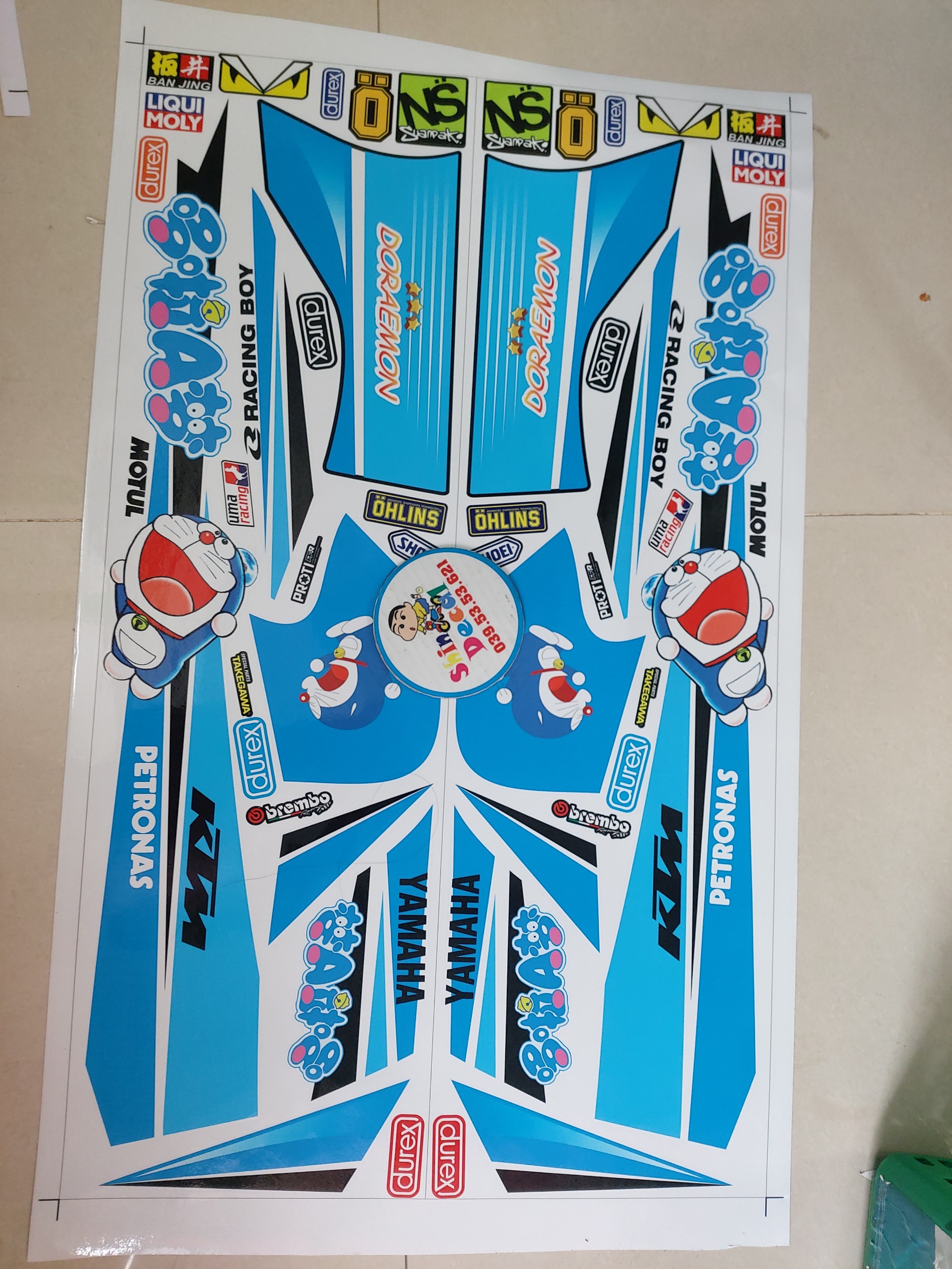 Tem sirius xăng cơ hoạt hình doremon tặng logo