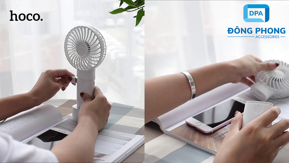 Quạt Sạc Mini Hoco F15 Chính Hãng 3 Tốc Độ 2000mAh