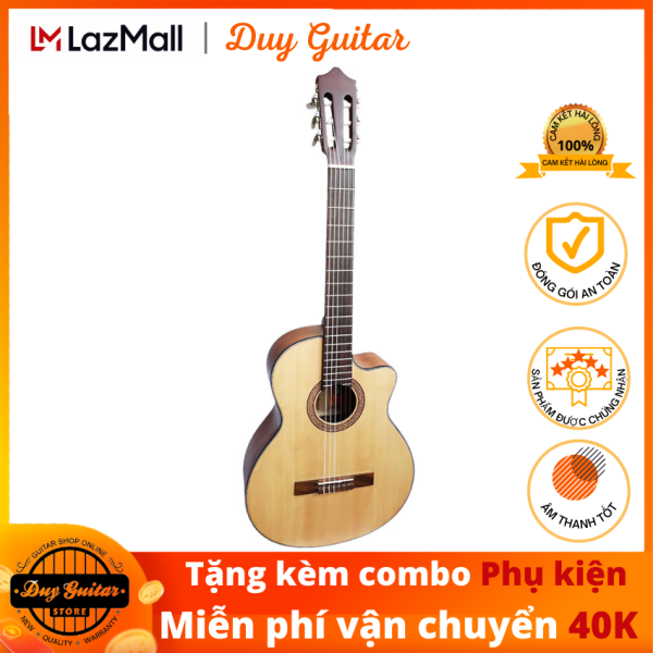 Đàn guitar classic DGCG-120J gỗ Hồng Đào solid, dáng A khuyết cho âm thanh trầm ấm trữ tình, cần đàn thẳng có ty chống cong cần, action thấp êm tay, tặng combo phụ kiện dành cho bạn mới tập Duy Guitar