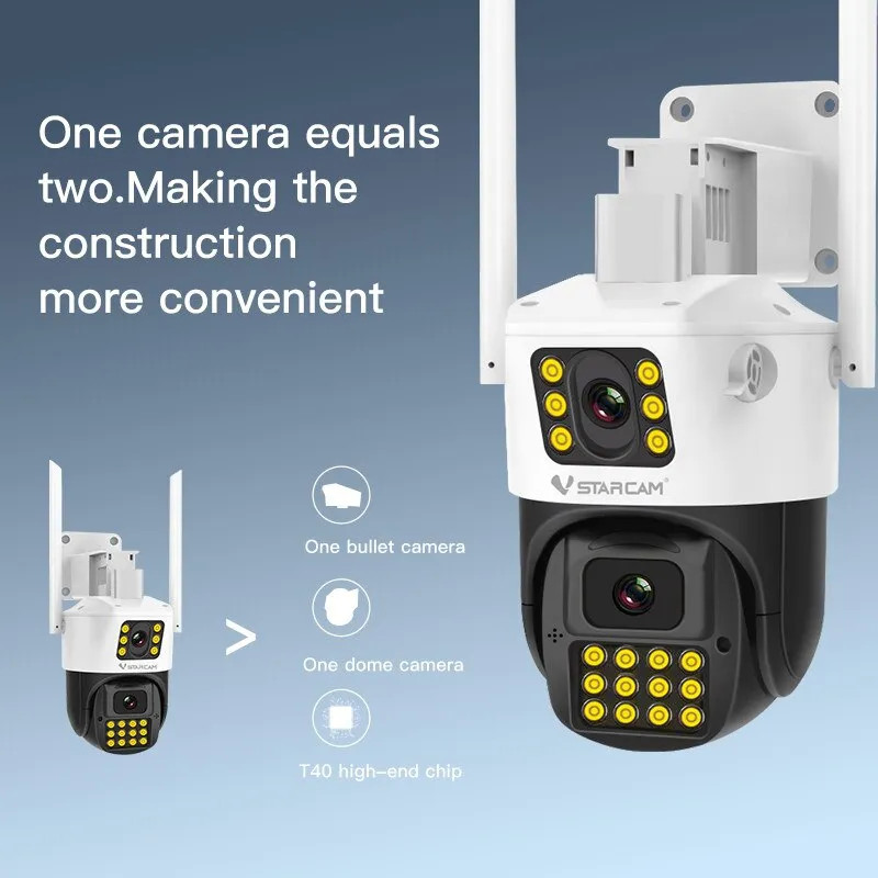 Camera IP Wifi Ngoài Trời Vstarcam Dùng Sim 4G Thông Minh - Camera Ống Kính Kép Độ Phân Giải Cao Siêu Nét - Chống Nước IP66 Phát Hiện Chuyển Động Đàm Thoại 2 Chiều - Camera Quay Ban Đêm Có Màu Đến 30M - Lưu Trữ Thẻ Nhớ - BH 12 Tháng