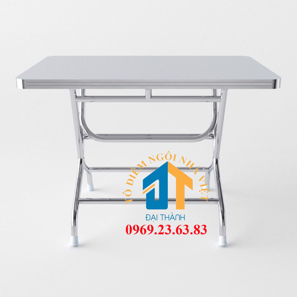 Bàn ăn chữ nhật inox 304 cao cấp rộng 0,7m dài 1m2 chân cao ĐẠI THÀNH