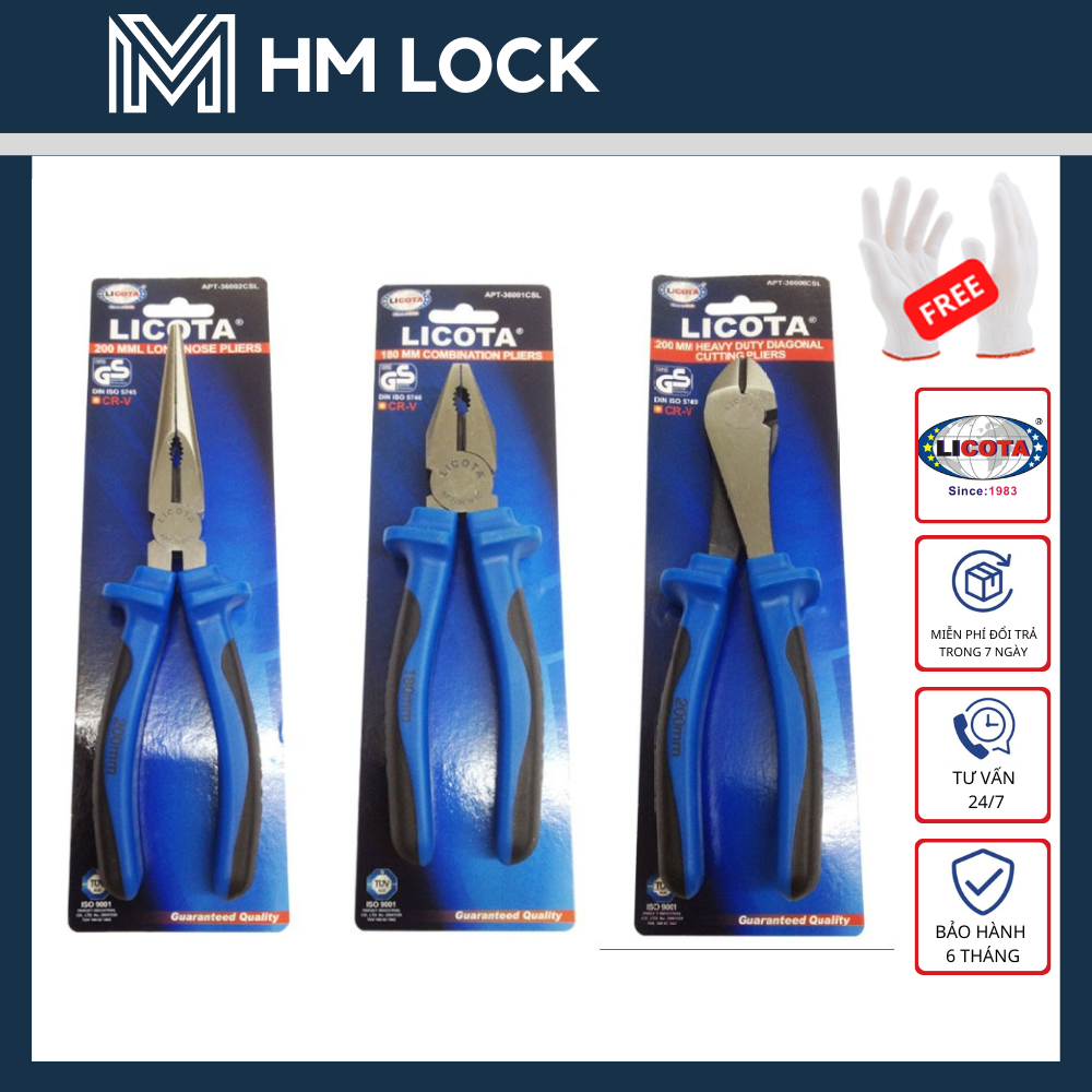 KÌM NHỌN, CẮT, ĐIỆN LICOTA - 6", 7", 8" INCH - THÉP CR-V SIÊU CỨNG, KHÔNG GỈ CAO CẤP - HÀNG NHẬP KHẨU ĐÀI LOAN - HM LOCK