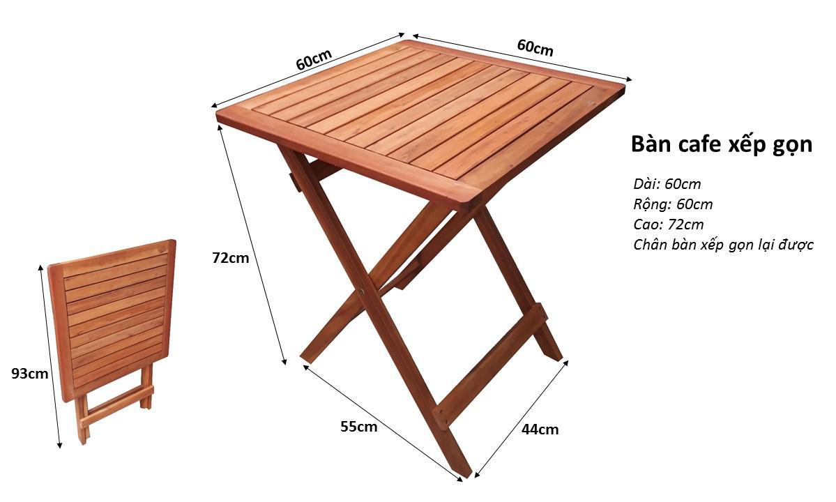 [HCM]Bàn cafe xếp gọn 60x60x72cm (Vàng nhạt)