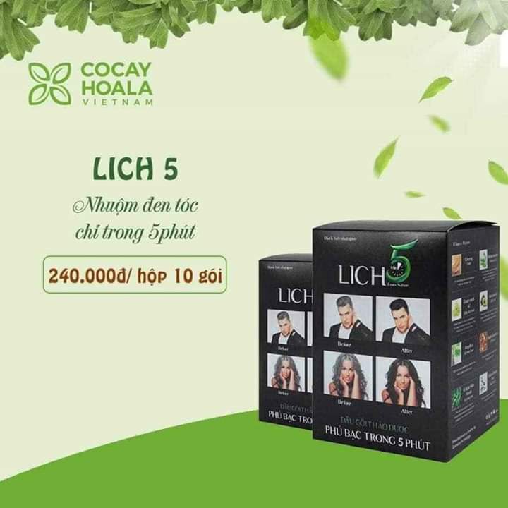 Dầu gội nhuộm tóc LICH5 [Màu Nâu Đen, Màu Đen]