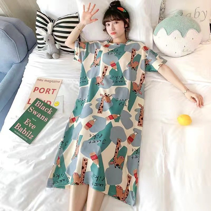 Váy ngủ họa tiết xinh xắn cute trẻ trung rễ thương HT021 💖 Váy mặc nhà 💖 Đầm ngủ mặc nhà