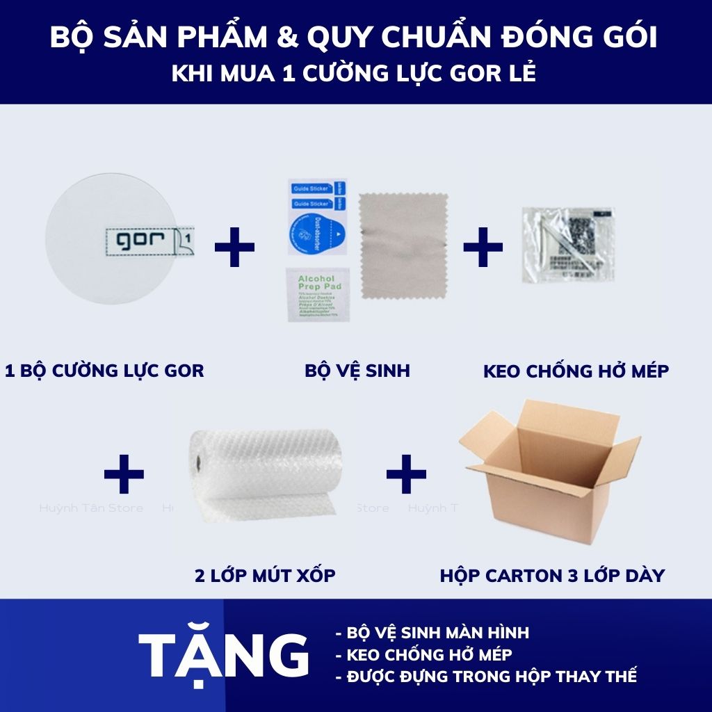 Kính cường lực gt 3 trong suốt không full màn chống bám vân tay chính hãng GOR phụ kiện điện thoại huỳnh tân store