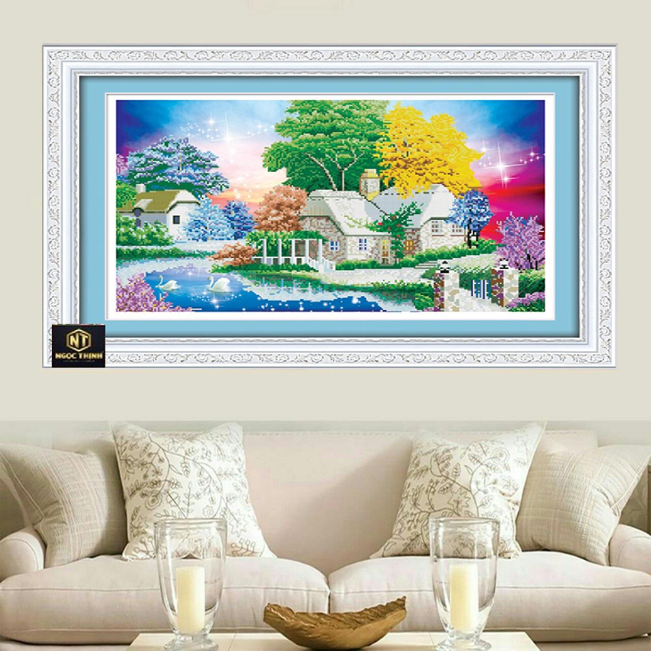 Tranh đính đá mẫu mới Gia Đình Hạnh Phúc-KT: 79x50