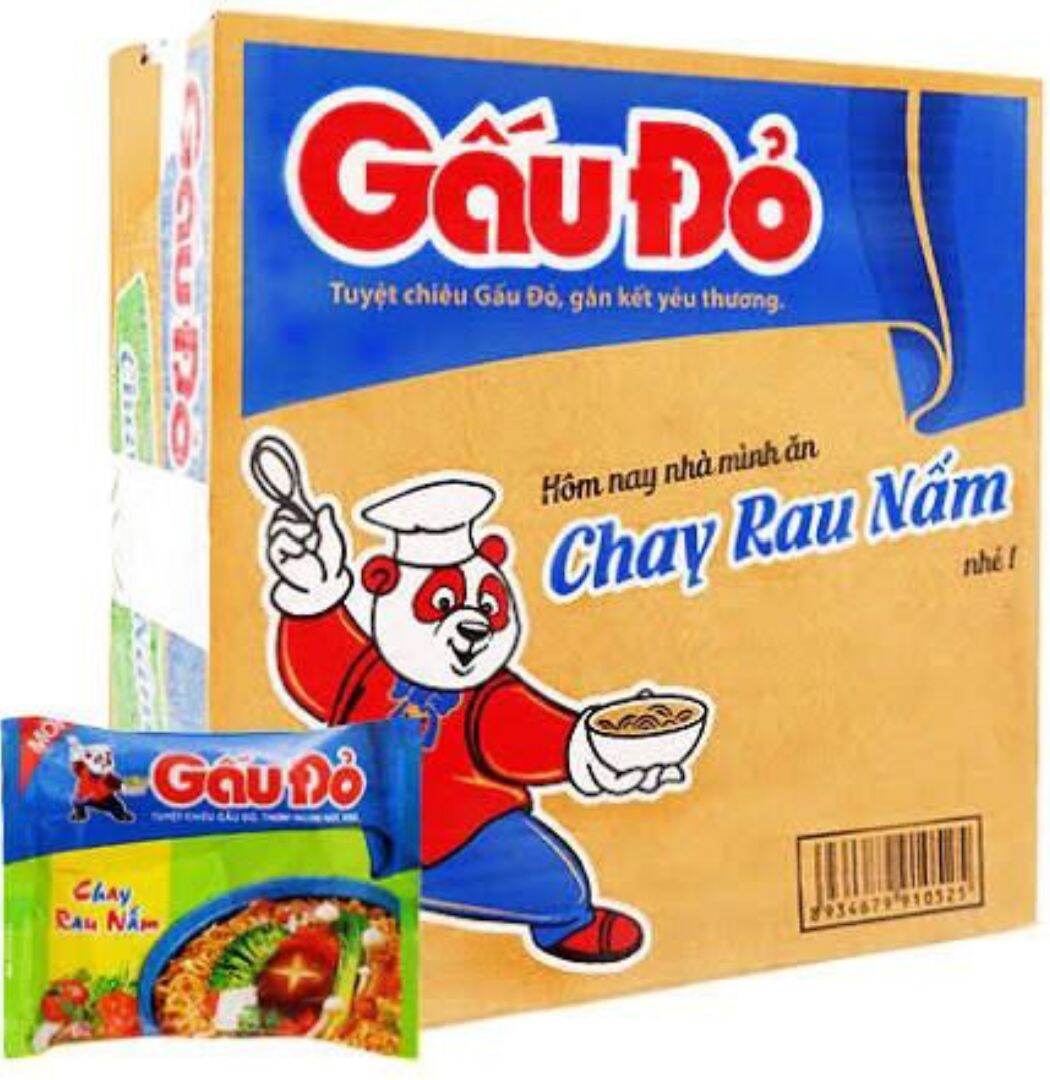 MÌ CHAY RAU NẤM GẤU ĐỎ(THÙNG 30 GÓI).