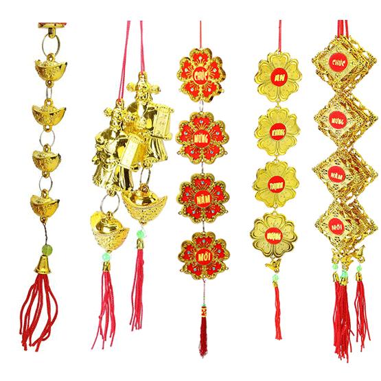 Bộ 10 dây treo tài lộc trang trí tết , cây mai nhà cửa đón tết