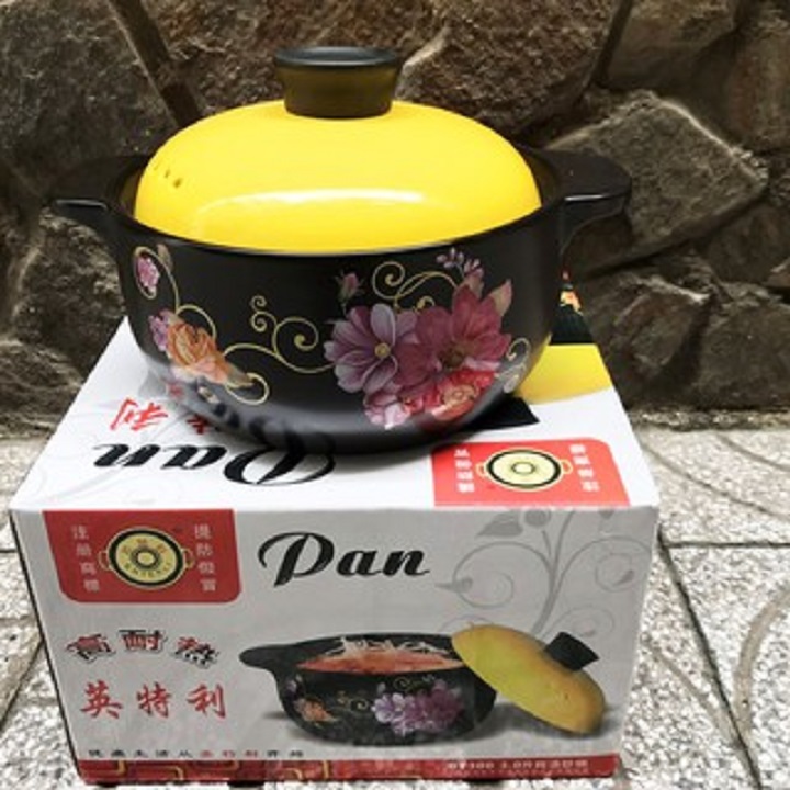 [HCM]Nồi đất họa tiết hoa 4 lít