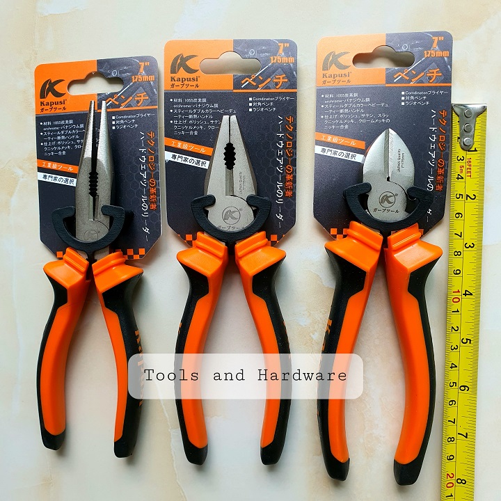 Bộ 3 kìm cắt - kềm điện - kìm nhọn hãng kapusi nhật bản cao cấp cỡ 7 inch - kềm kapusi 175mm, kềm cắt, bh 12 tháng