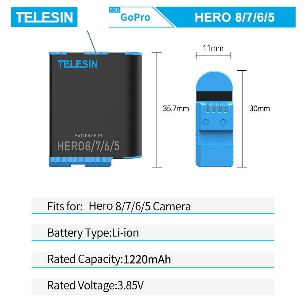 Pin Telesin cho GoPro Hero 8/7/6/5