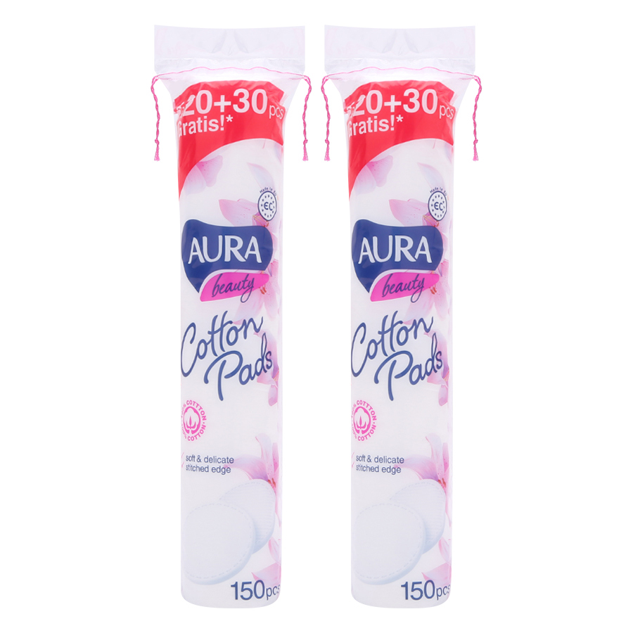 [HCM]BÔNG TẨY TRANG 100% COTTON AURA 150 miếng