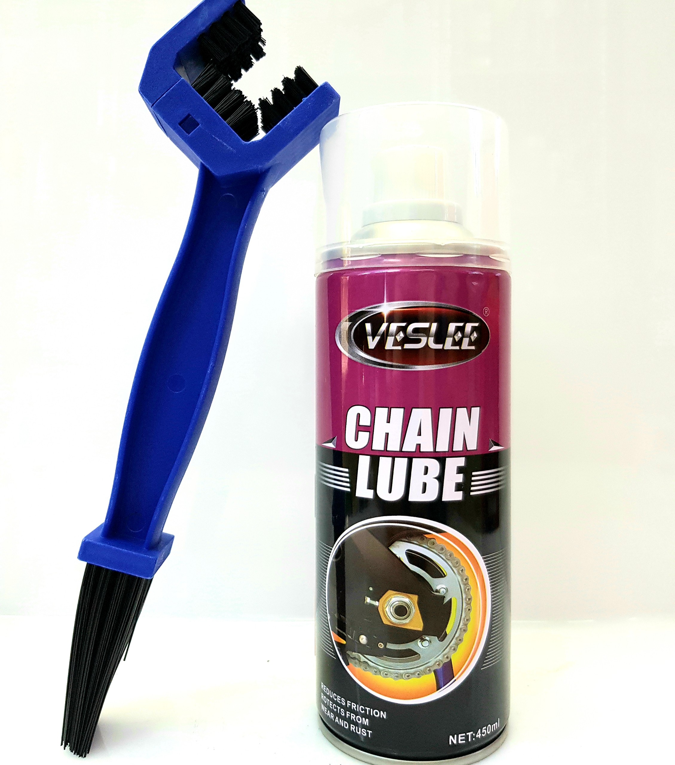 Bôi trơn dưỡng sên veslee chain lube 450ml kèm bàn chải chà sên 3d