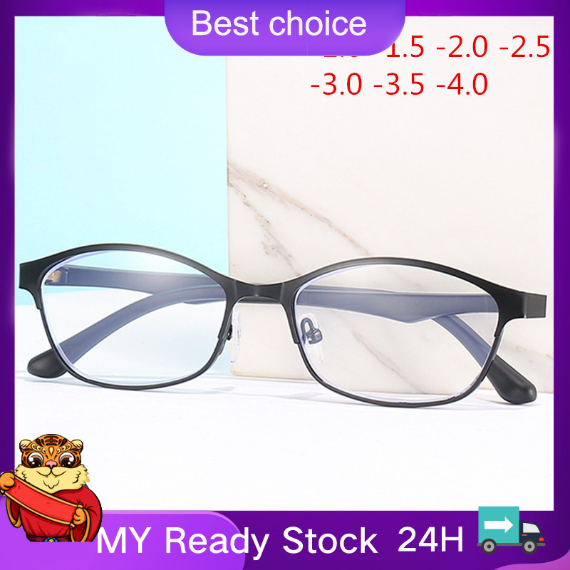 Giá bán 🔥Hộp đựng kính miễn phí🔥-0.5 -1.5 2.0 2.5 to 4.0 Finished Myopia Glasses Women Men Business Prescription Eyeglasses Anti Blue Light Computer Eyewear