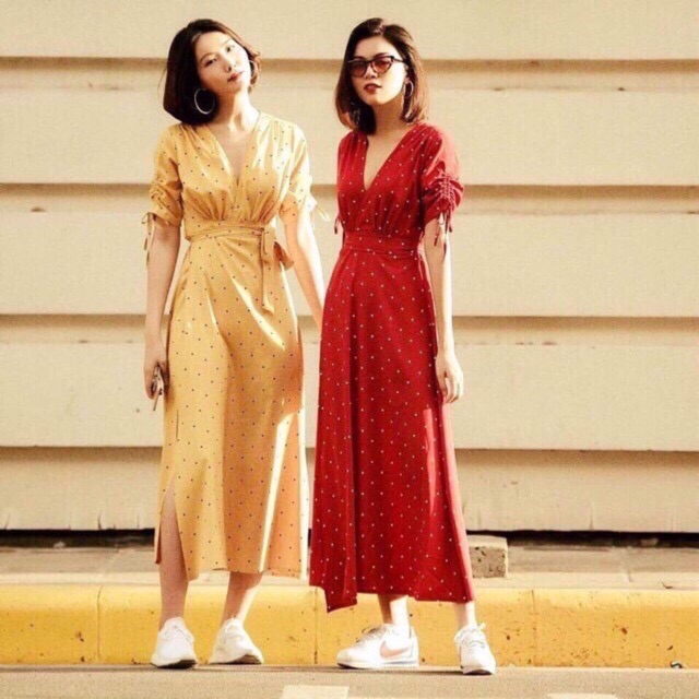 Maxi bi xẻ tà 2 màu