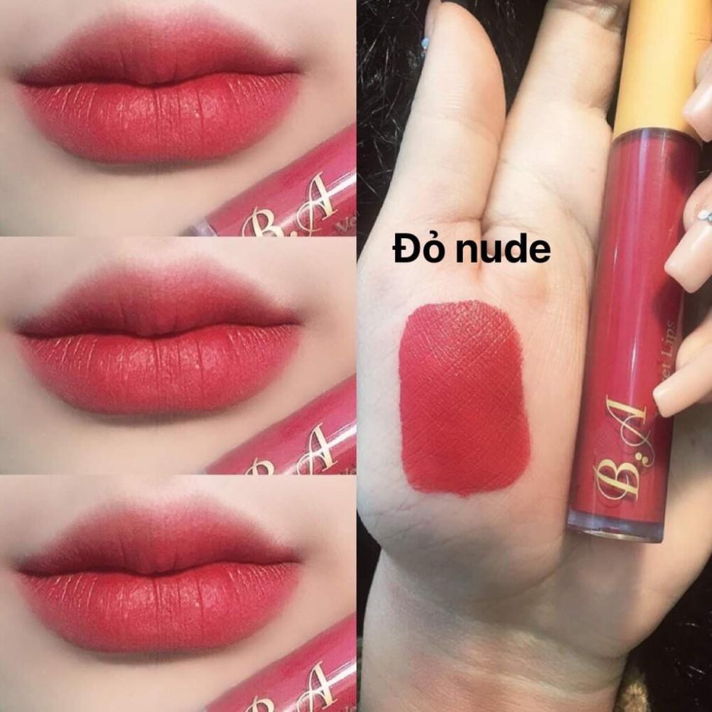 [HCM][Đỏ Nude] Son Kem Lì Nắp Vàng Cao Cấp B.A Màu Đỏ Nude