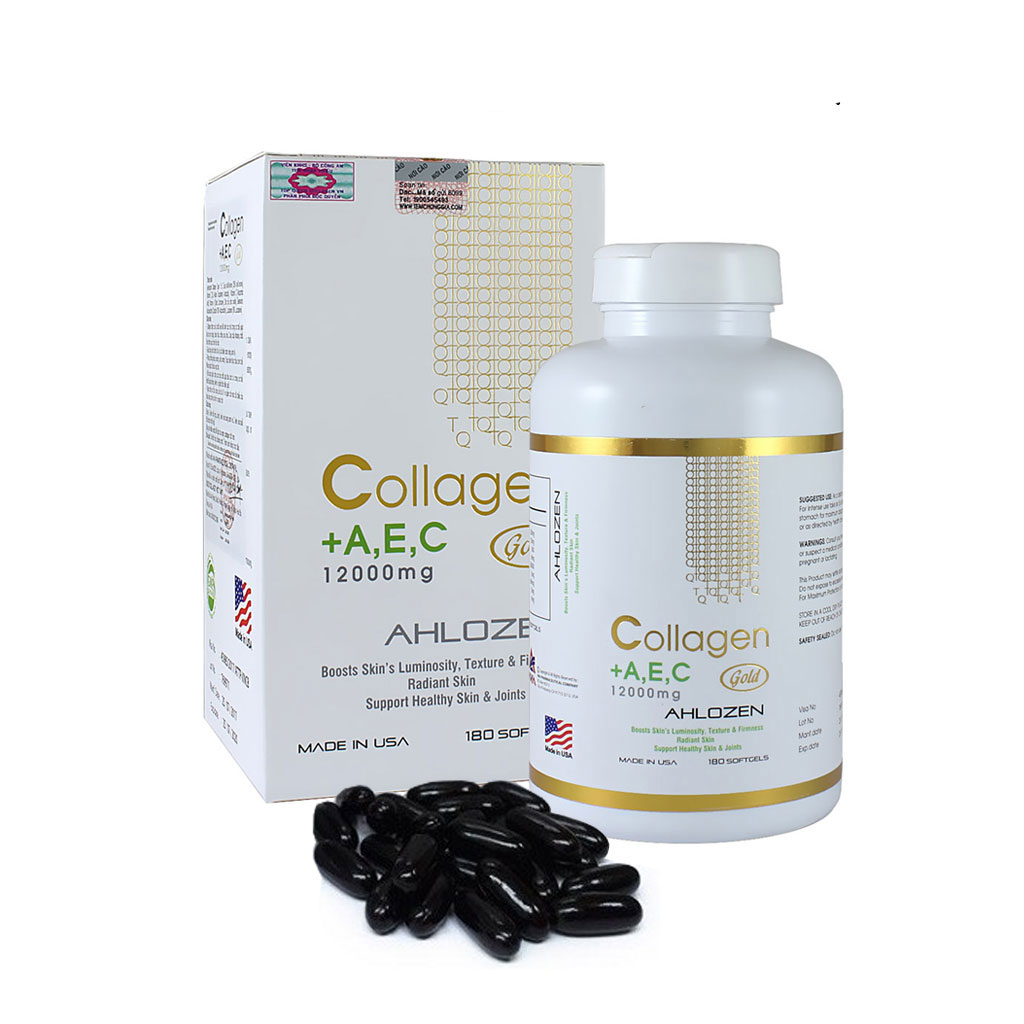 Viên uống collagen bổ sung hoạt chất viatmin AEC gold ahlozen dưỡng sáng da mờ thâm nám hàng mỹ 180 viên