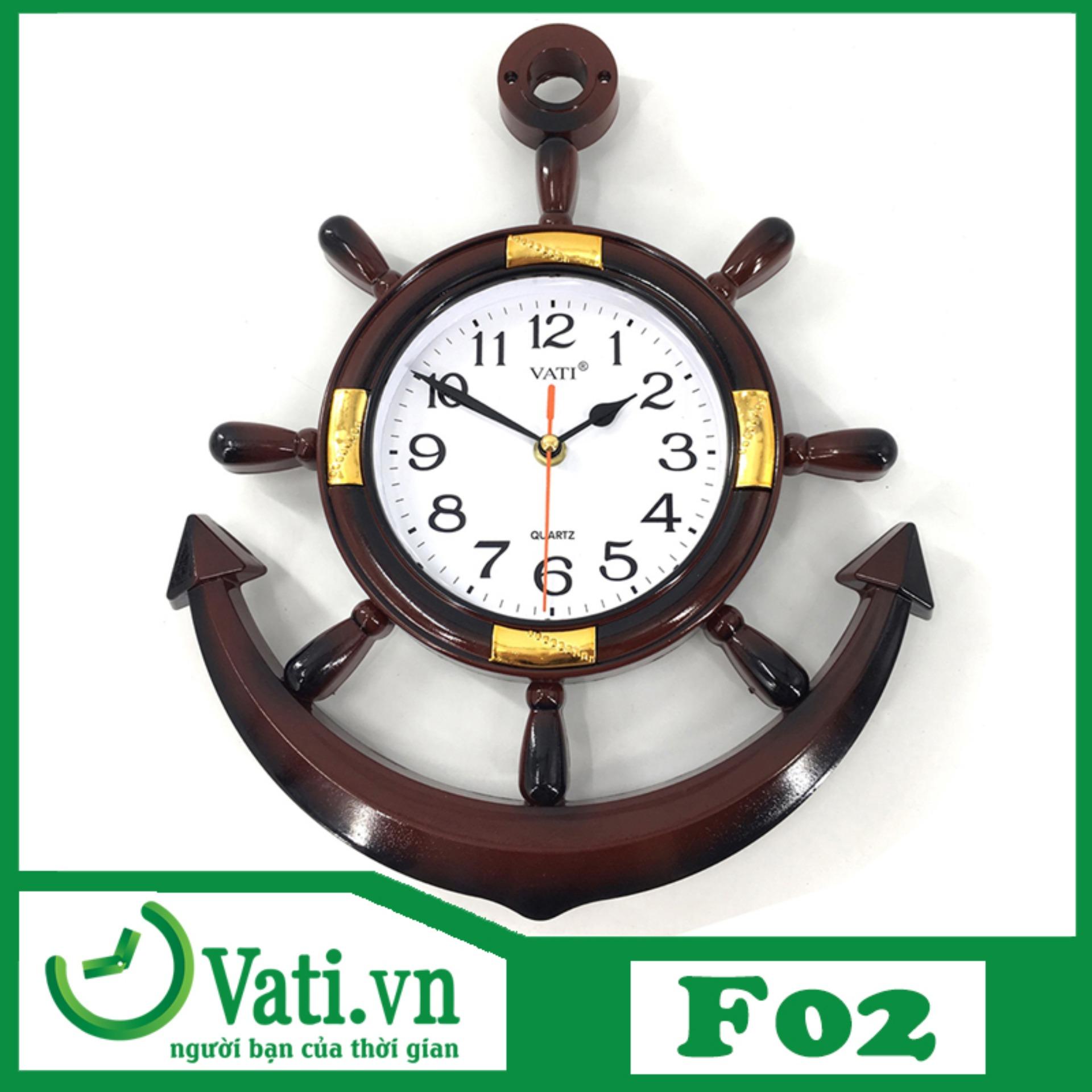 Đồng hồ treo tường Vati mỏ neo F02 ( nâu ) - Sang trọng độc đáo bán chạy
