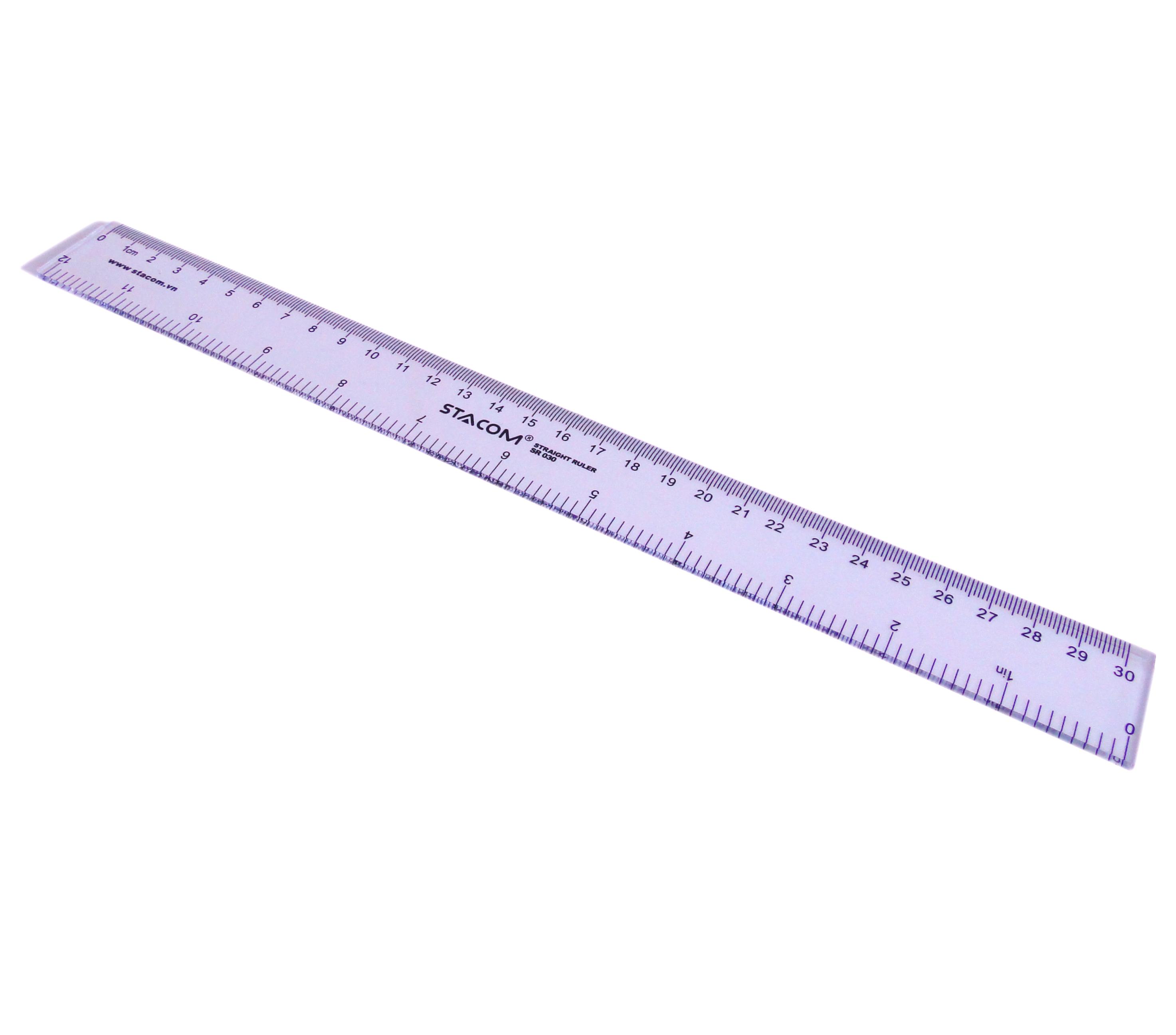 Thước kẻ thẳng nhựa PS 20/30cm stacom (SR020/SR030)