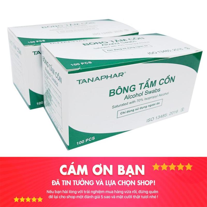 [HCM]Bông tẩm cồn Tanaphar hộp 100 miếng