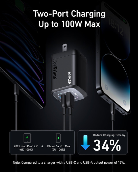 Sạc 3 Cổng Anker Prime 100W GaN - A2343
