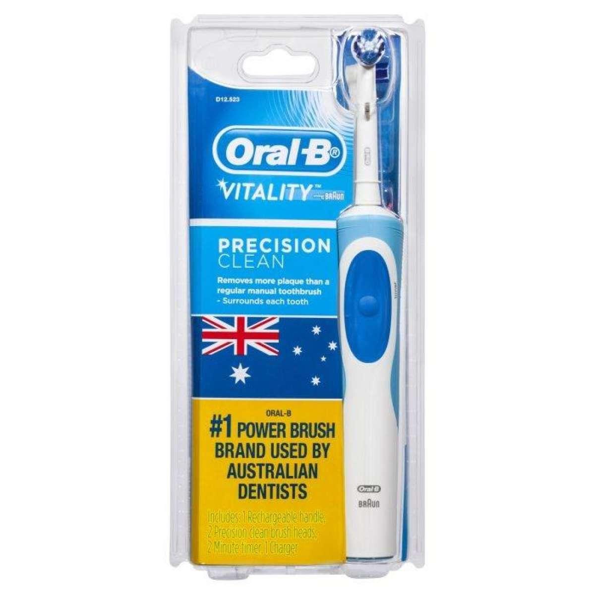 Bàn chải điện đánh răng tự động Precision clean Oral-B (bảo hành 6T + Tặng kèm nắp chụp đầu bàn chải.)