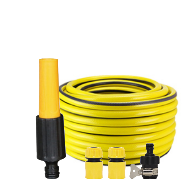 Bộ dây và vòi phun nước rửa xe,tưới cây,vòi xịt nước rửa xe,vòi tưới cây thông minh tăng áp lực nước TLG 622498 (dây vàng- cút vàng,nối đen)