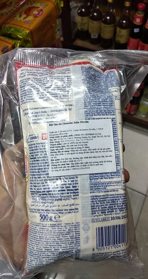 Bột lúa mạch semolina Divella 500g