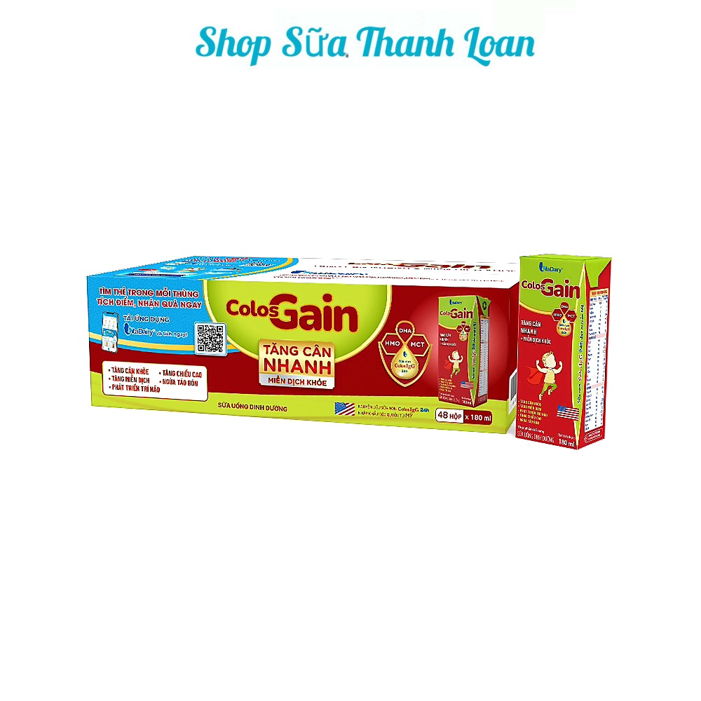 (Mẫu Mới) Thùng 24/ 48 Hộp Sữa Bột Pha Sẵn Vitadairy Colos Gain 180ml.