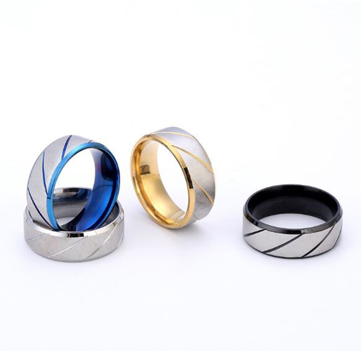 [HCM]Nhẫn inox nam sọc xéo nhiều màu thép không gỉ