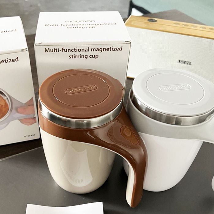 Cốc khuấy tự động pha cafe, sữa dung tích 380ml dùng pin lõi inox 304 giữ nhiệt tốt - cốc pha cafe tự khuấy cốc khuấy tự động không cần dùng thìa, cốc tự khuấy thông minh bằng từ tính, chất liệu inox 304 an toàn