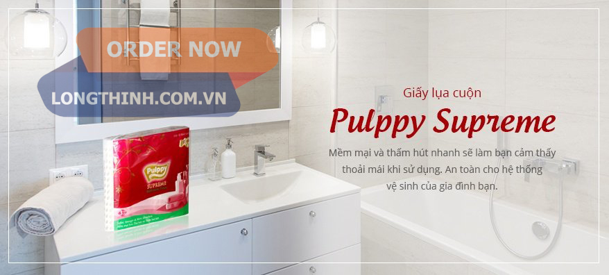 [HCM]Giấy Lụa Cuộn Pulppy Supreme 9 cuộn 3 lớp