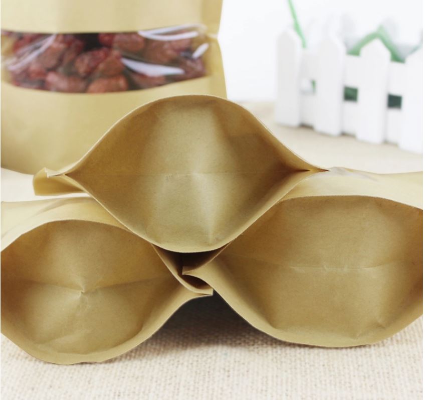 Túi ZIPPER giấy KRAFT đáy đứng có cửa sổ
