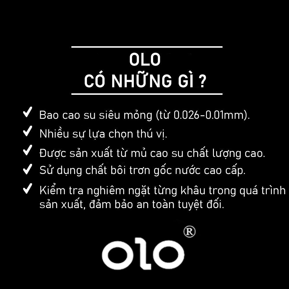 Bao Cao Su Siêu Mỏng OLO 001 Feeling Ultrathin Đen 10 BCS