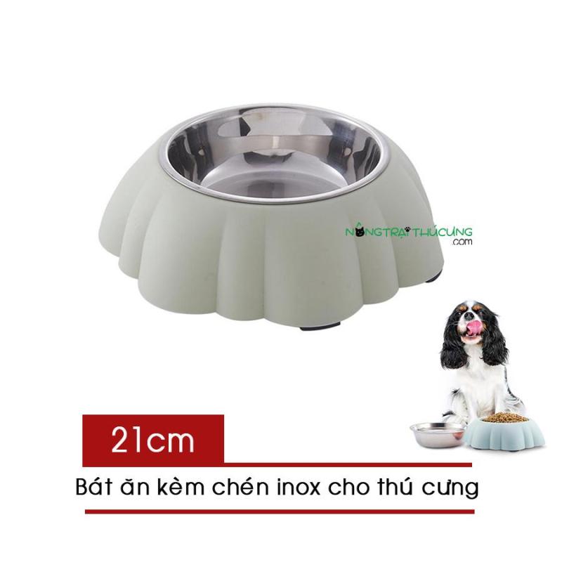 Bát Ăn Inox Cho Chó Mèo - Hình Bông Hoa - [Nông Trại Thú Cưng]