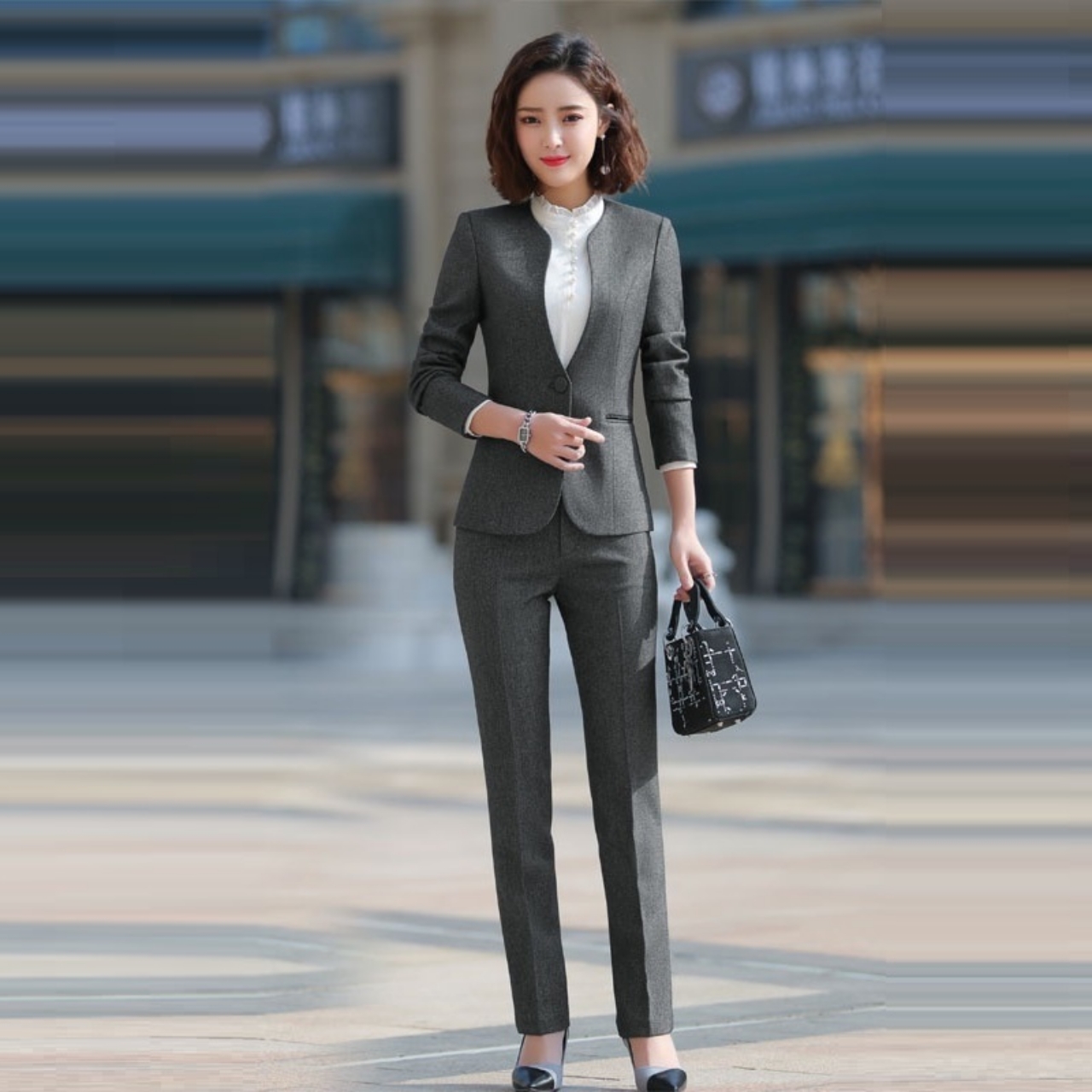 Women work suit long sleeve suit pants tj31