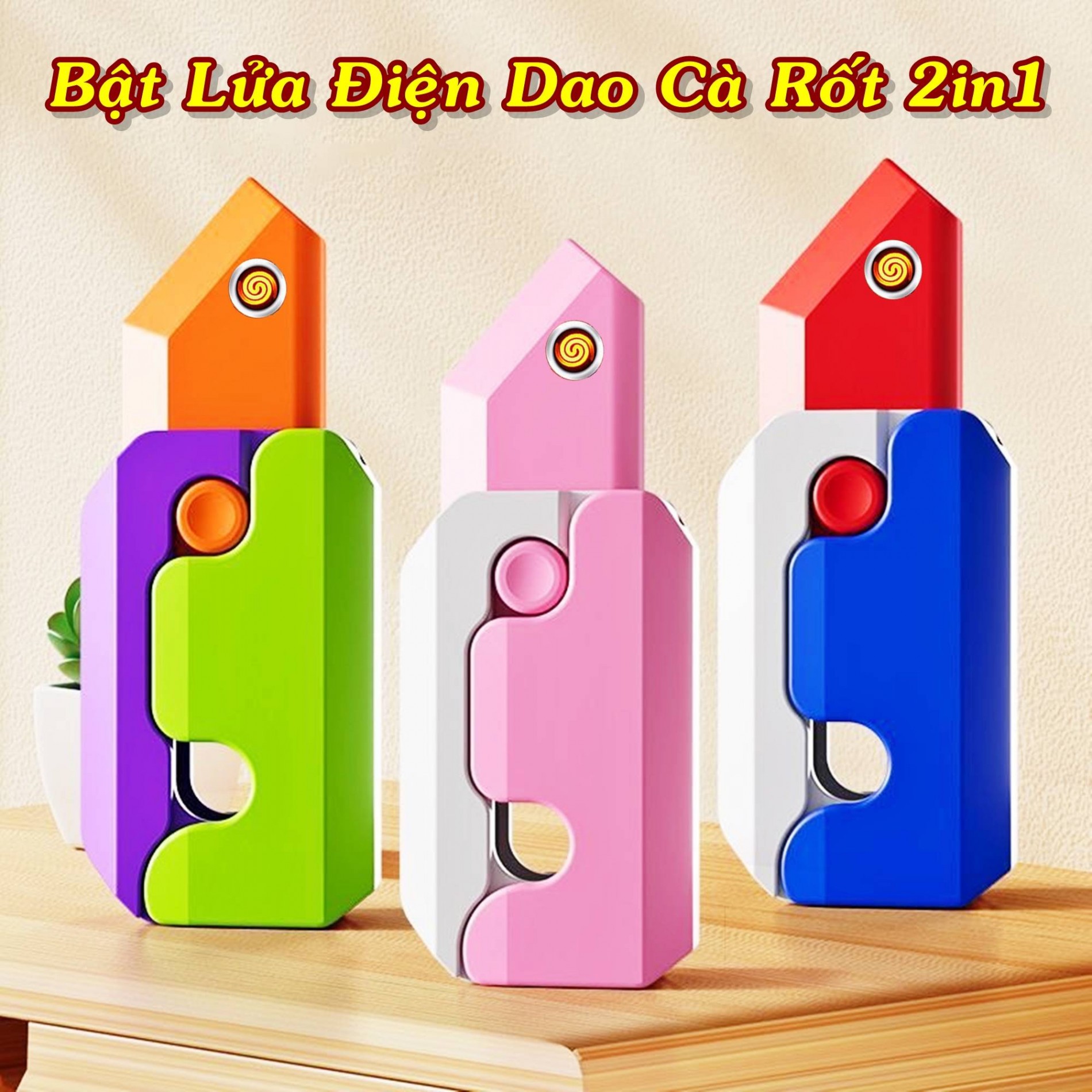 bật lửa điện cà rốt 2in1 ( đồ chơi vô tri ) - sạc điện