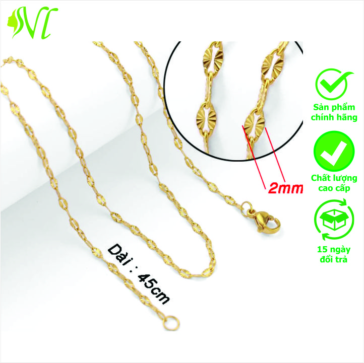 Dây chuyền nữ titan mạ vàng 24k lấp lánh  không đen không gỉ Người Đẹp Vì Lụa