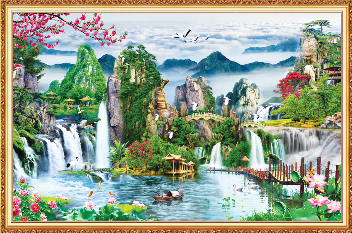 Tranh dán tường 3D Phòng Khách, Thiên Nhiên Giao Hòa, 182