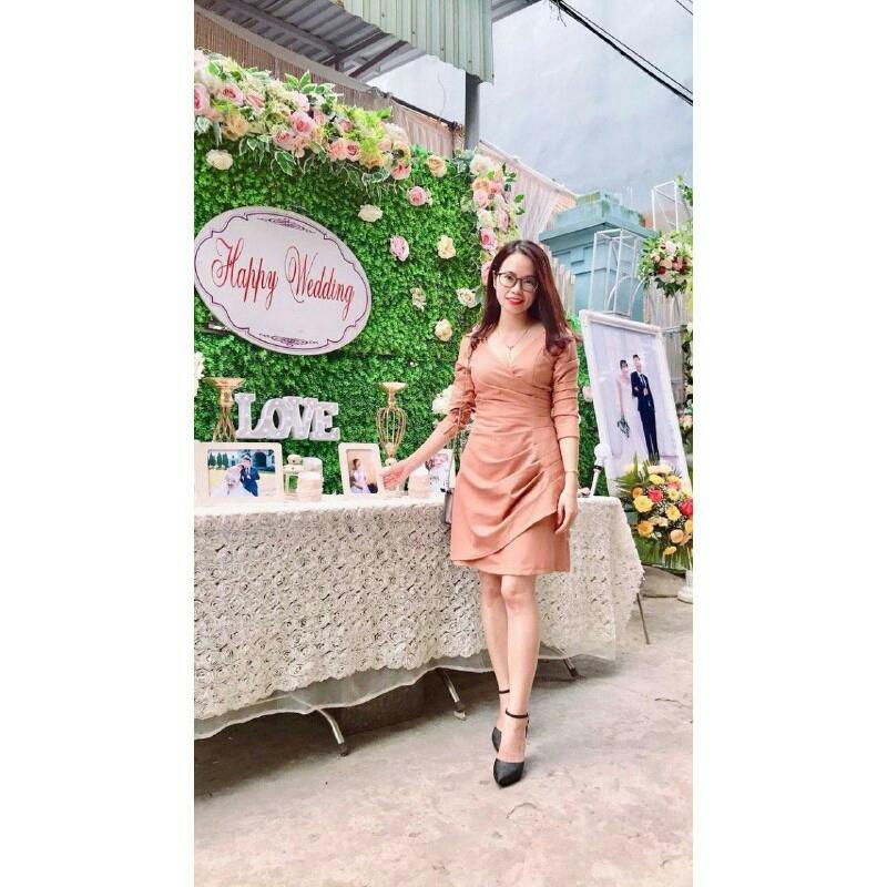 Đầm xòe màu nude thiết kế V1198