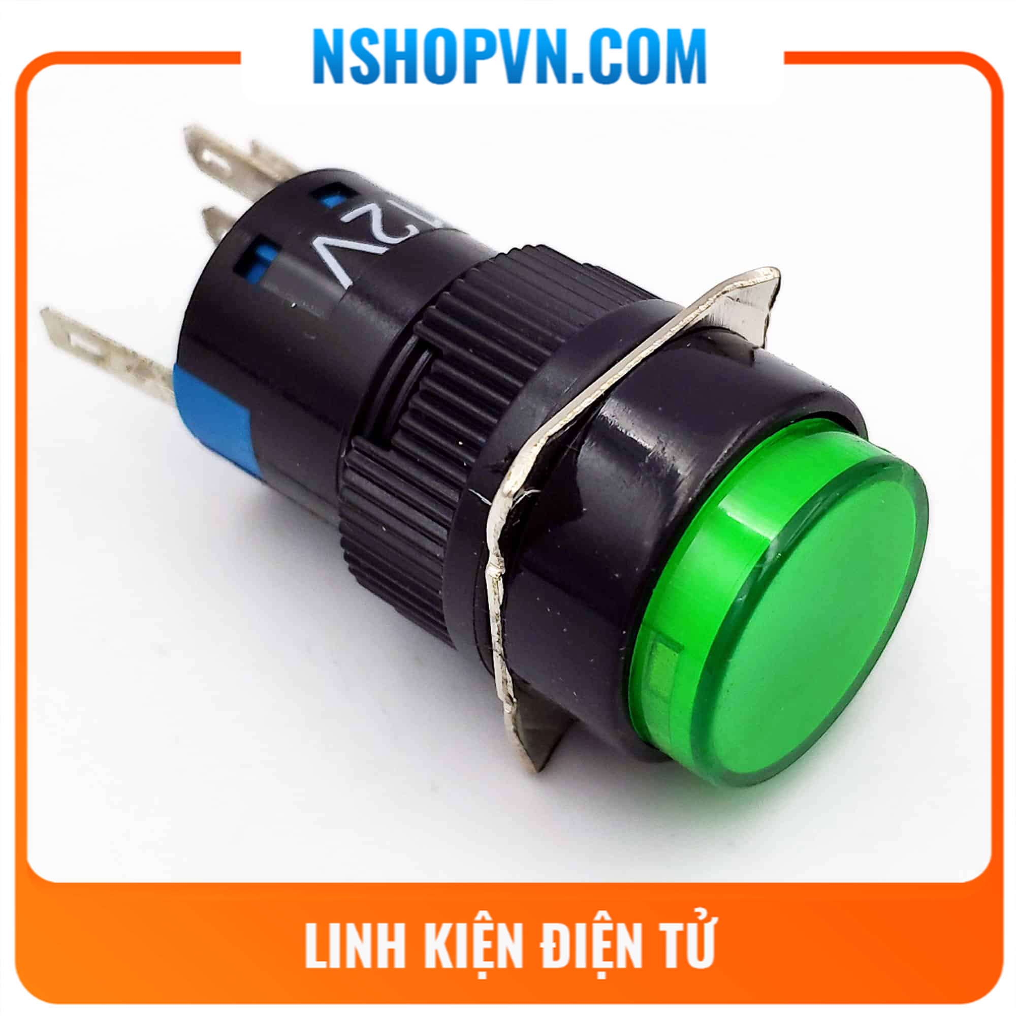 Nút nhấn tự giữ có đèn AL6-A 12V màu xanh lá