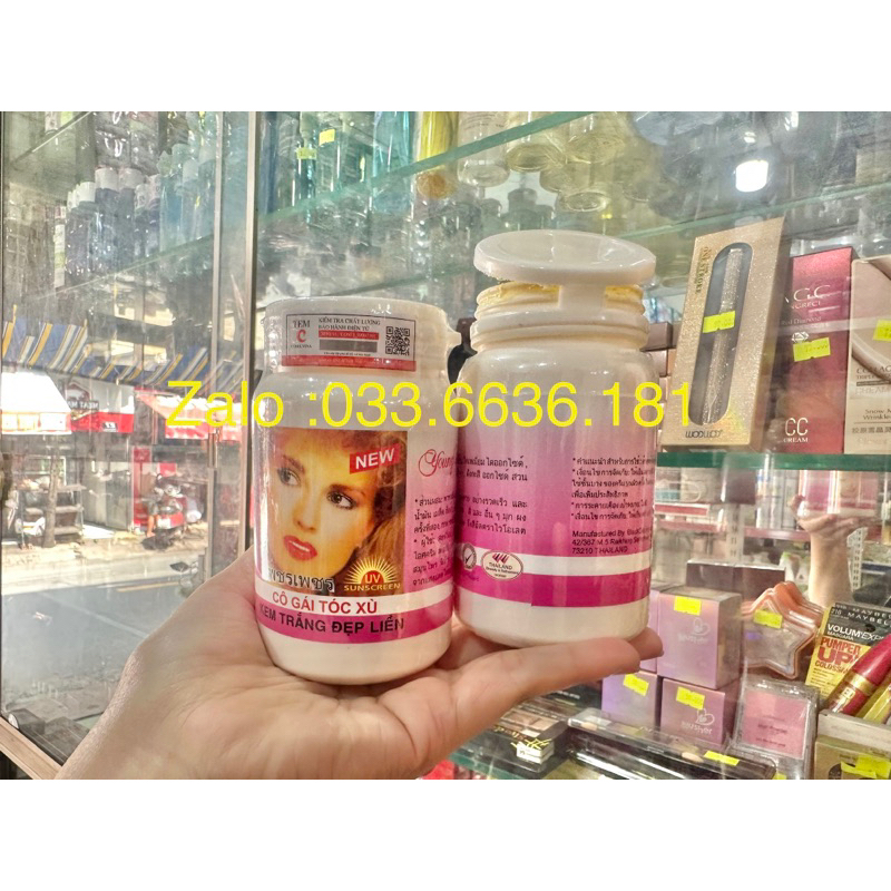 Kem kích trắng cô gái tóc xù trắng da đẹp liền thái lan hủ 250g