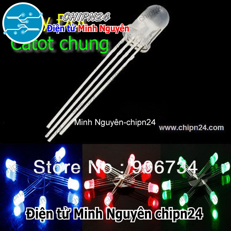 [10 con] (TK18, H16) Led 5mm Đục 7 Màu RGB 4 chân Âm chung - HH001894