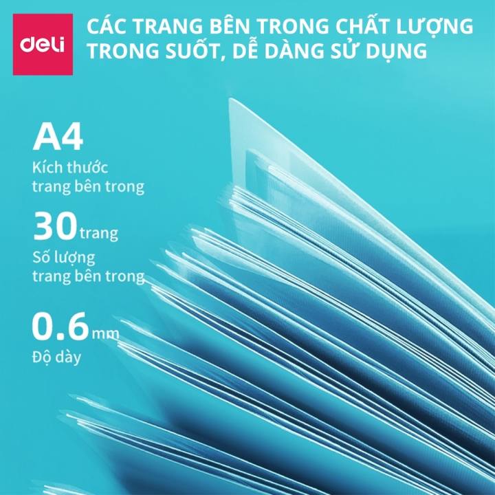 File Tài Liệu File Lá Học Sinh Deli Đa Năng A4 Bìa Kẹp Lá Tệp Đựng Tài Liệu Đựng File Siêu Âm 20 30 40 Lá Màu Pastel - Hình ảnh 5