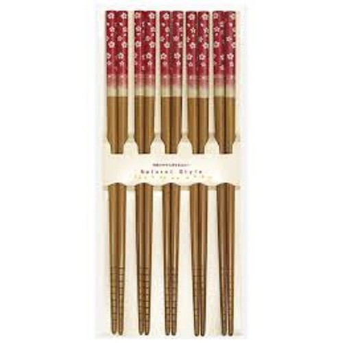 Set 5 đôi đũa hoa đỏ cao cấp nội địa Nhật Bản