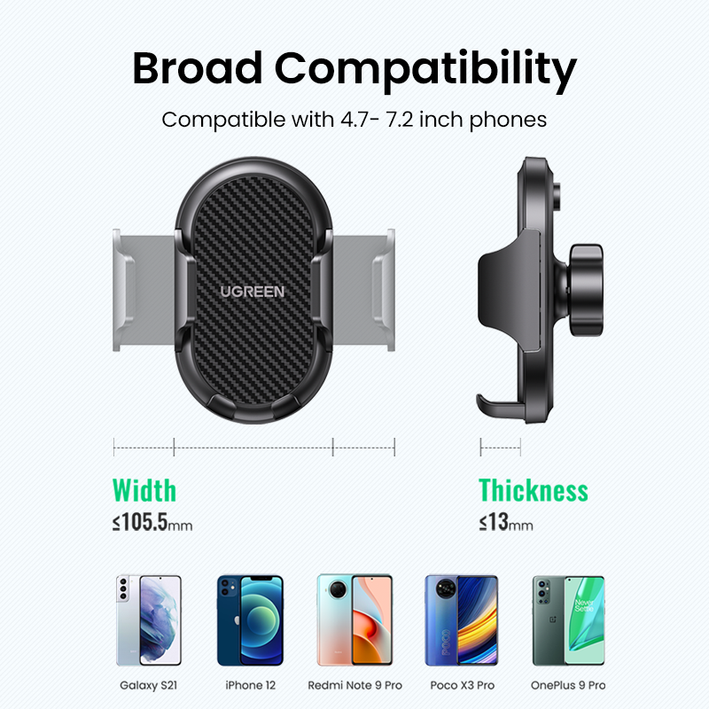 UGREEN Car Phone Mount Cellphone Holder for Car Windscreen Mobile Dashboard Mount Gravity Suction Cup Sticky Cradle Long Arm Clamp Stand Model：20473