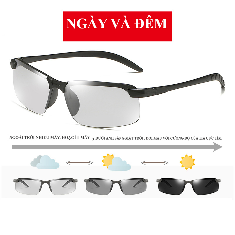 Kính râm nam M05M - kính mát đổi màu phân cực chống tia cực tím UV400 bảo vệ mắt khi lái xe du lịch dã ngoại gọng hợp kim thép