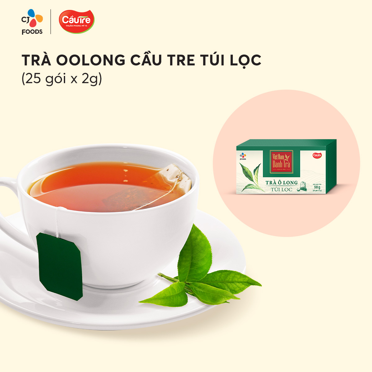 Thùng 48 hộp Trà Oolong CÀU TRE Túi Lọc (2g x 25 gói x 48 hộp) (thưởng thức & pha chế)
